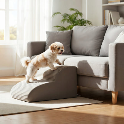 DOGGURU Schodki dla psa 2 stopnie 30 cm z antypoślizgowym spodem, do 15 kg – beżowe