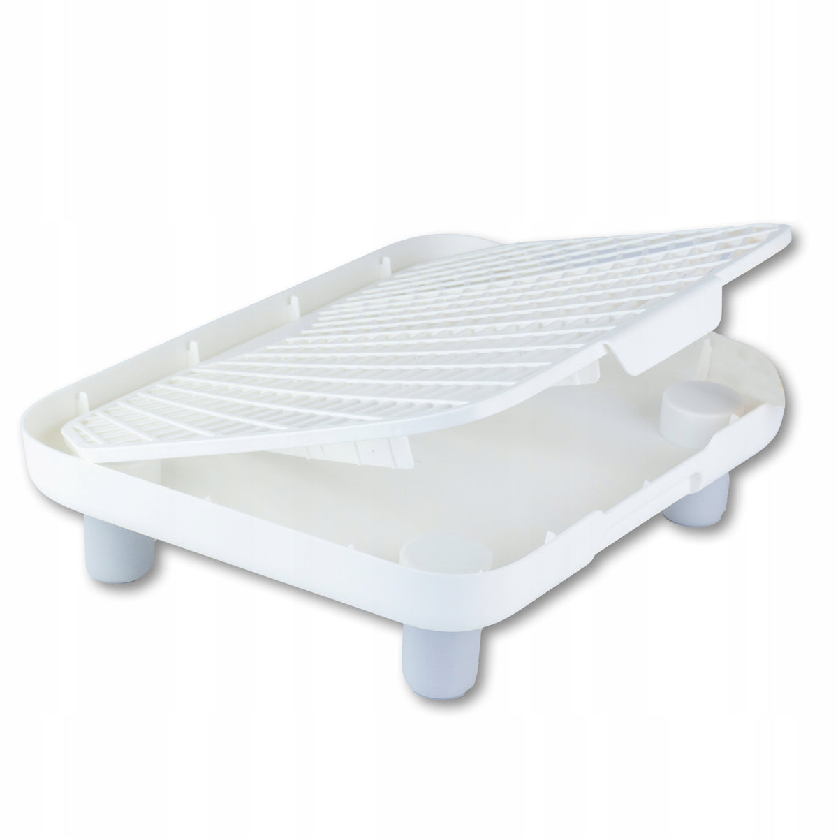 Stopień do kuwety dla kota 38 x 29 cm – schodek i mata na żwirek z tworzywa, biały
