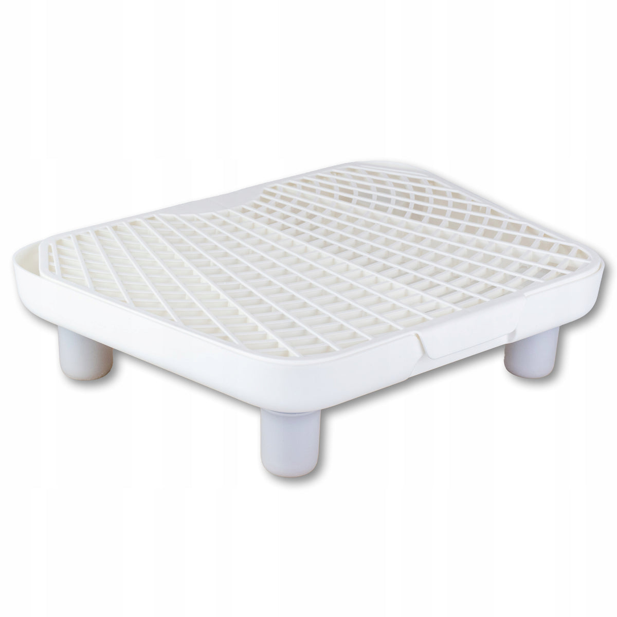 Stopień do kuwety dla kota 38 x 29 cm – schodek i mata na żwirek z tworzywa, biały