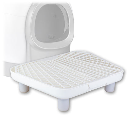 Stopień do kuwety dla kota 38 x 29 cm – schodek i mata na żwirek z tworzywa, biały