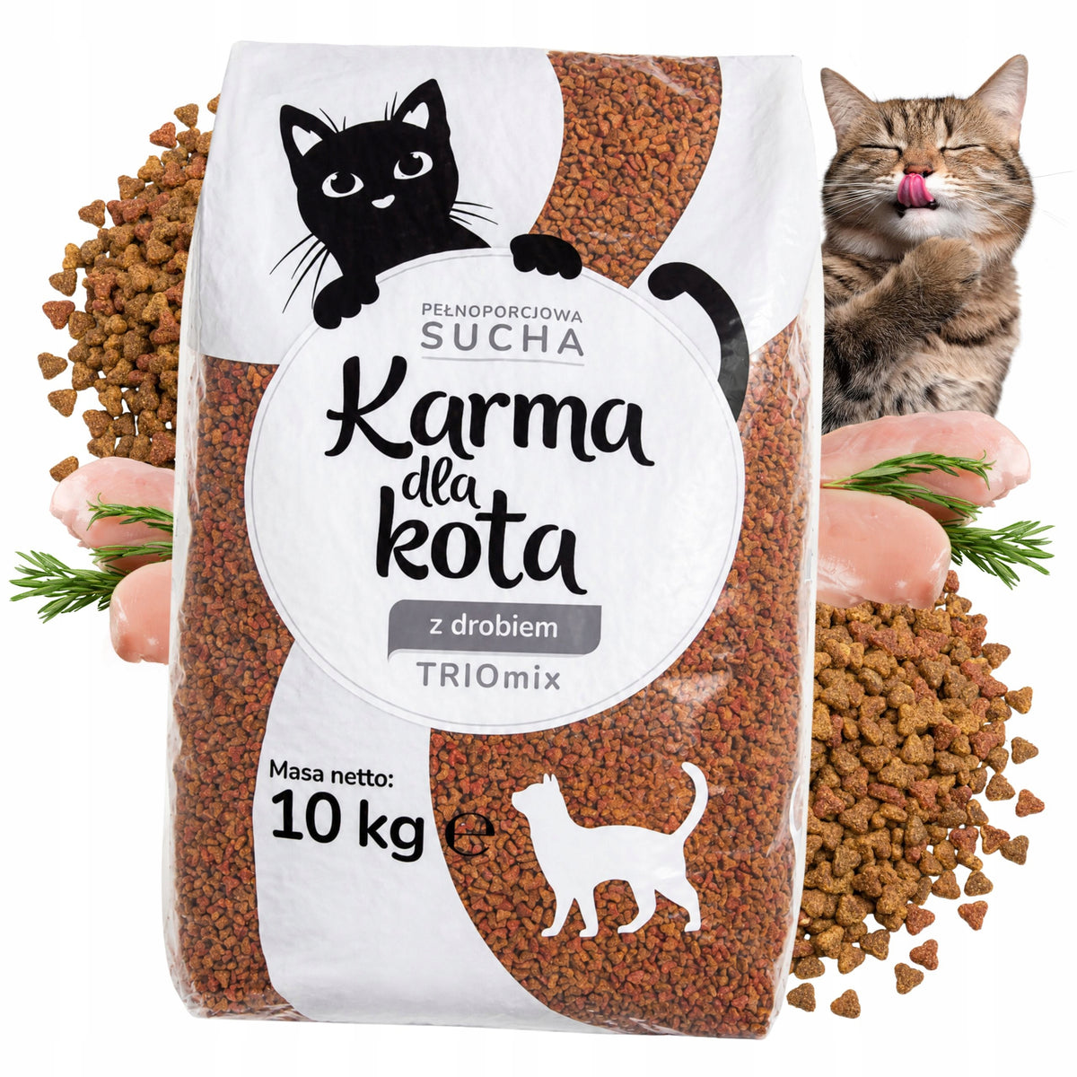 Sucha karma dla kota 10 kg z kurczakiem – pełnoporcjowa, dla dorosłych i sterylizowanych
