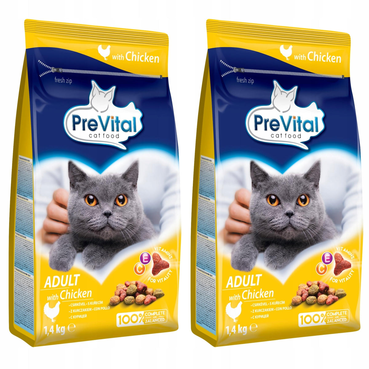 Prevital sucha karma dla kota z tauryną 4×1,4 kg – zestaw wołowina i kurczak