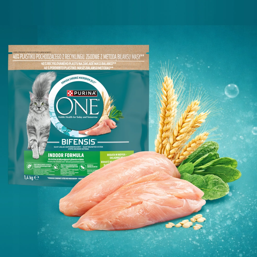 Purina ONE Indoor sucha karma dla kota z indykiem 1,4 kg – dla kotów domowych