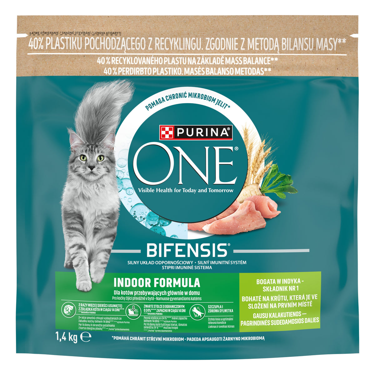 Purina ONE Indoor sucha karma dla kota z indykiem 1,4 kg – dla kotów domowych