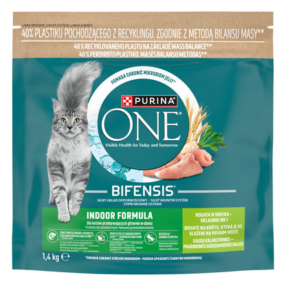 Purina ONE Indoor sucha karma dla kota z indykiem 1,4 kg – dla kotów domowych