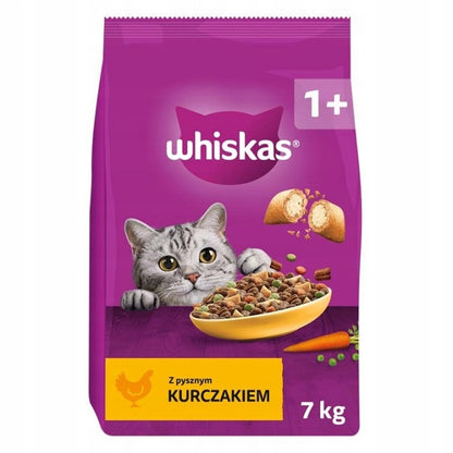 Whiskas Adult sucha karma dla kota z kurczakiem 7 kg – z tauryną i witaminą E