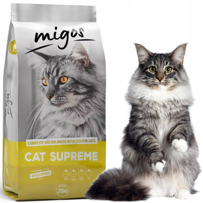 Migos Cat Supreme sucha karma dla kotów dorosłych 20 kg z tauryną – kurczak