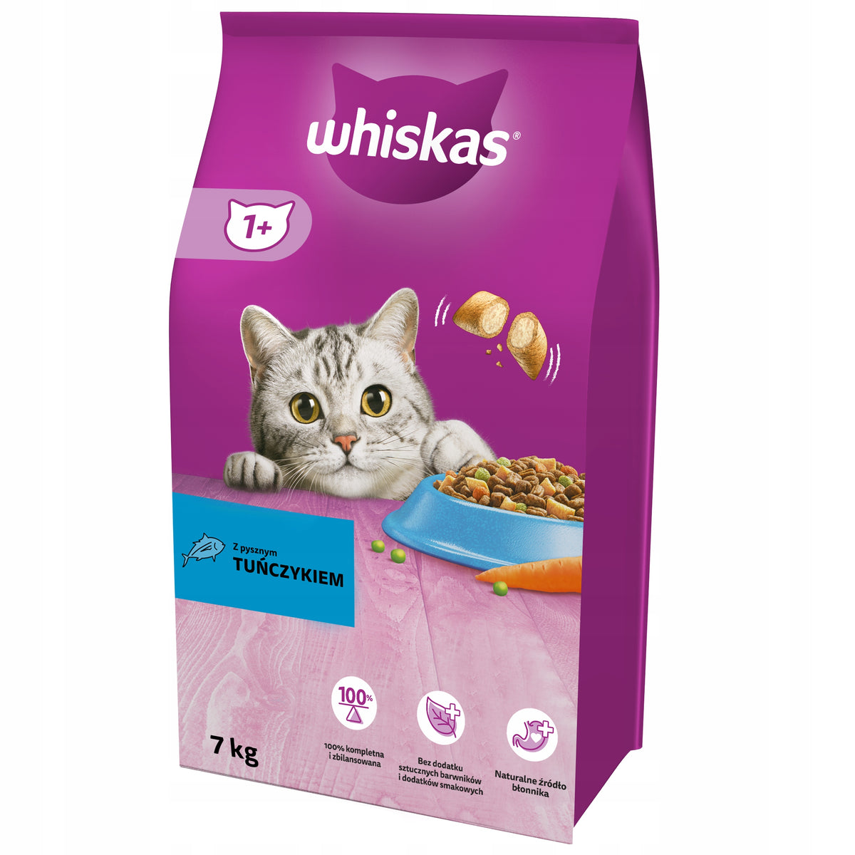 Whiskas Adult sucha karma dla kota z tuńczykiem 7 kg – dla dorosłych kotów, z tauryną