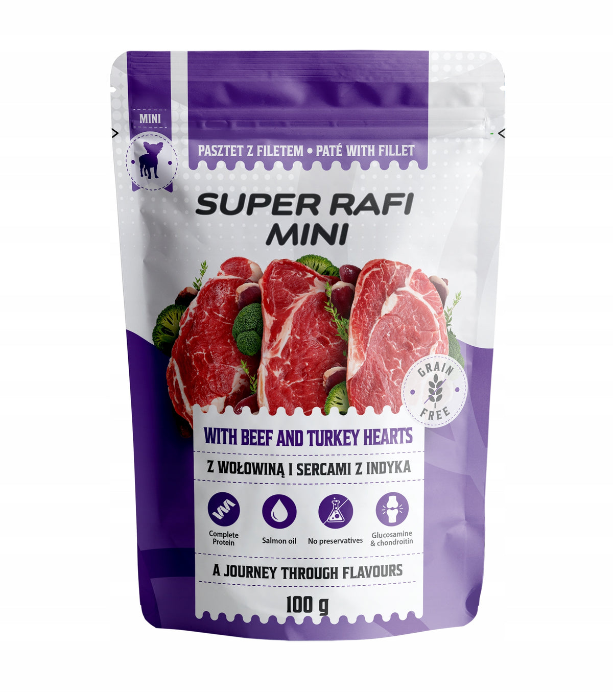 Super Rafi Mini mokra karma dla psa małych ras 20x100 g – bezzbożowa, mix smaków