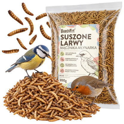 BirdFit suszone larwy mącznika młynarka 300 g – naturalny pokarm białkowy dla ptaków