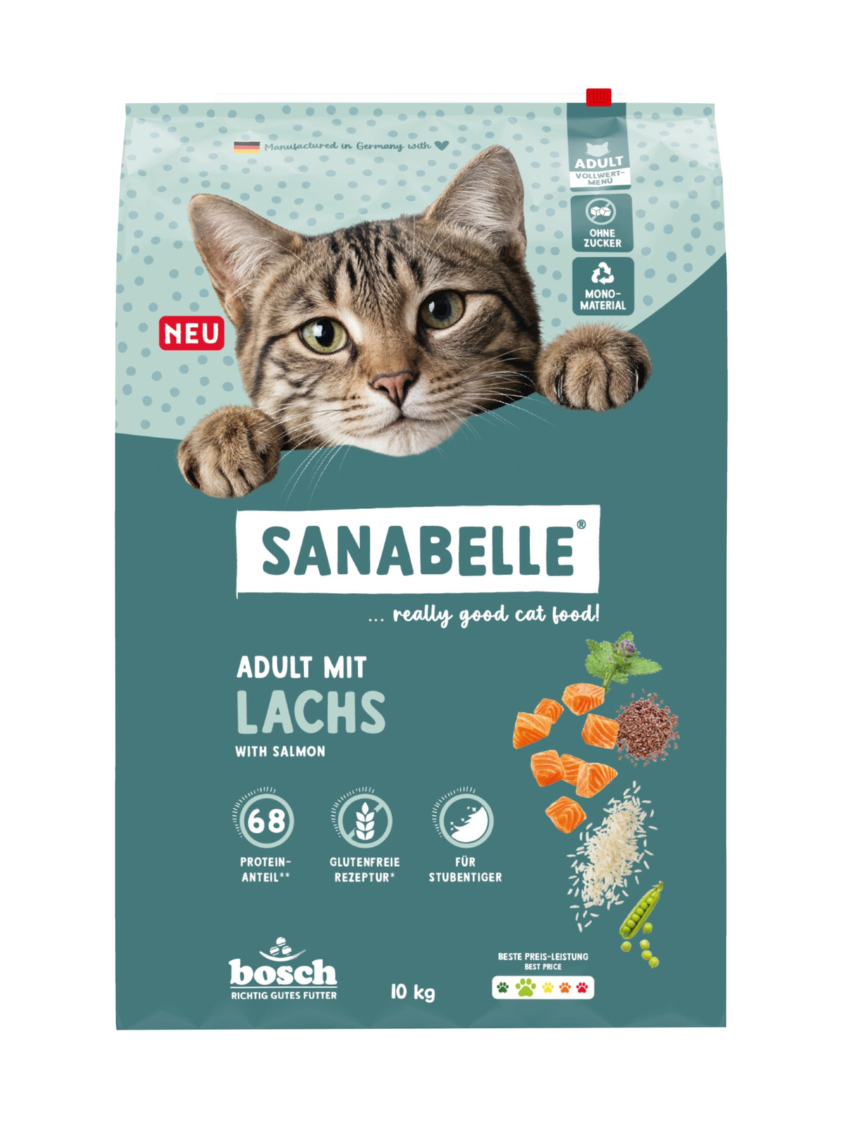 Sanabelle Classic Adult sucha karma dla kota 10 kg z łososiem – bez zbóż glutenowych
