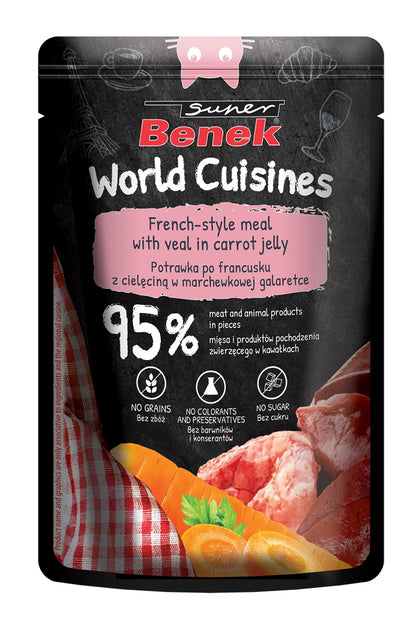 Super Benek Kuchnie Świata mokra karma dla kota w saszetkach 24 x 100 g – mix smaków