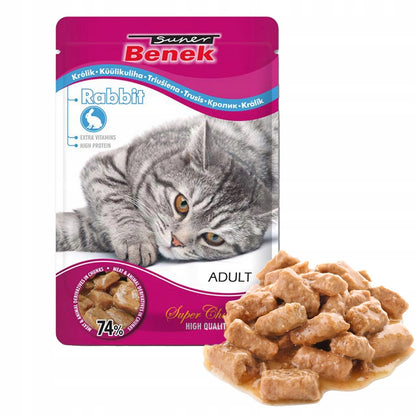 Super Benek mokra karma dla kota w saszetkach 24 x 100 g – mix smaków, dla dorosłych kotów