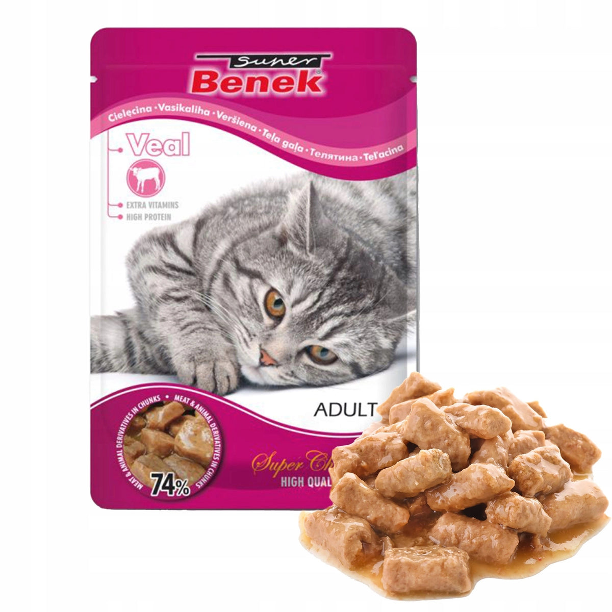 Super Benek mokra karma dla kota w saszetkach 24 x 100 g – mix smaków, dla dorosłych kotów