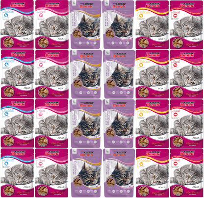 Super Benek mokra karma dla kota 24 x 100 g, saszetki dla dorosłych kotów – mix smaków