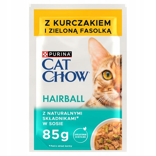 Purina Cat Chow Hairball Control mokra karma dla kota 26 x 85 g – kurczak z fasolką