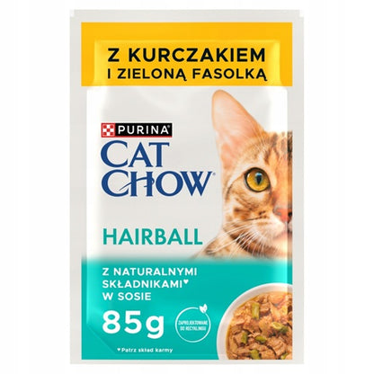Purina Cat Chow Hairball Control mokra karma dla kota 26 x 85 g – kurczak z fasolką