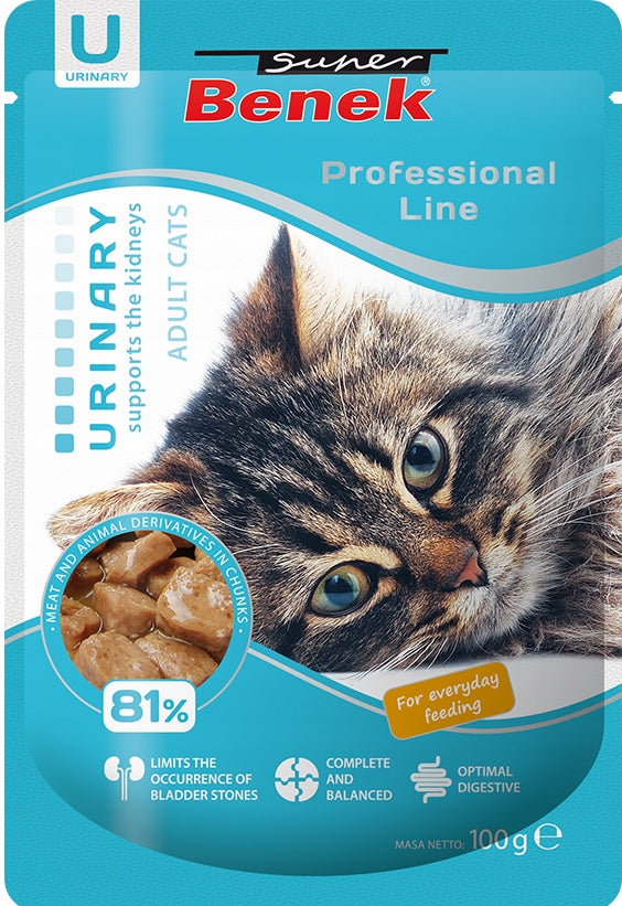Super Benek Urinary mokra karma dla kota 24 x 100 g – saszetki na układ moczowy, mix smaków