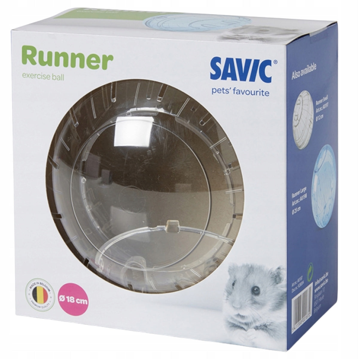 Savic Runner Medium kula do biegania dla chomika 18 cm – transparentna, z wentylacją