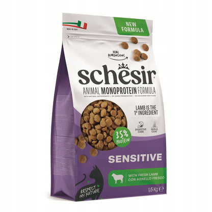 Schesir karma sucha dla kota z jagnięciną 1,5 kg – monobiałkowa Sensitive, dla dorosłych