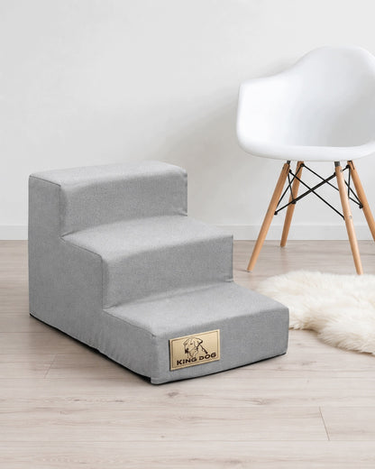 BuySpace Schody dla psa i kota 3 stopnie 45 x 30 x 30 cm, antypoślizgowe, pianka – szare