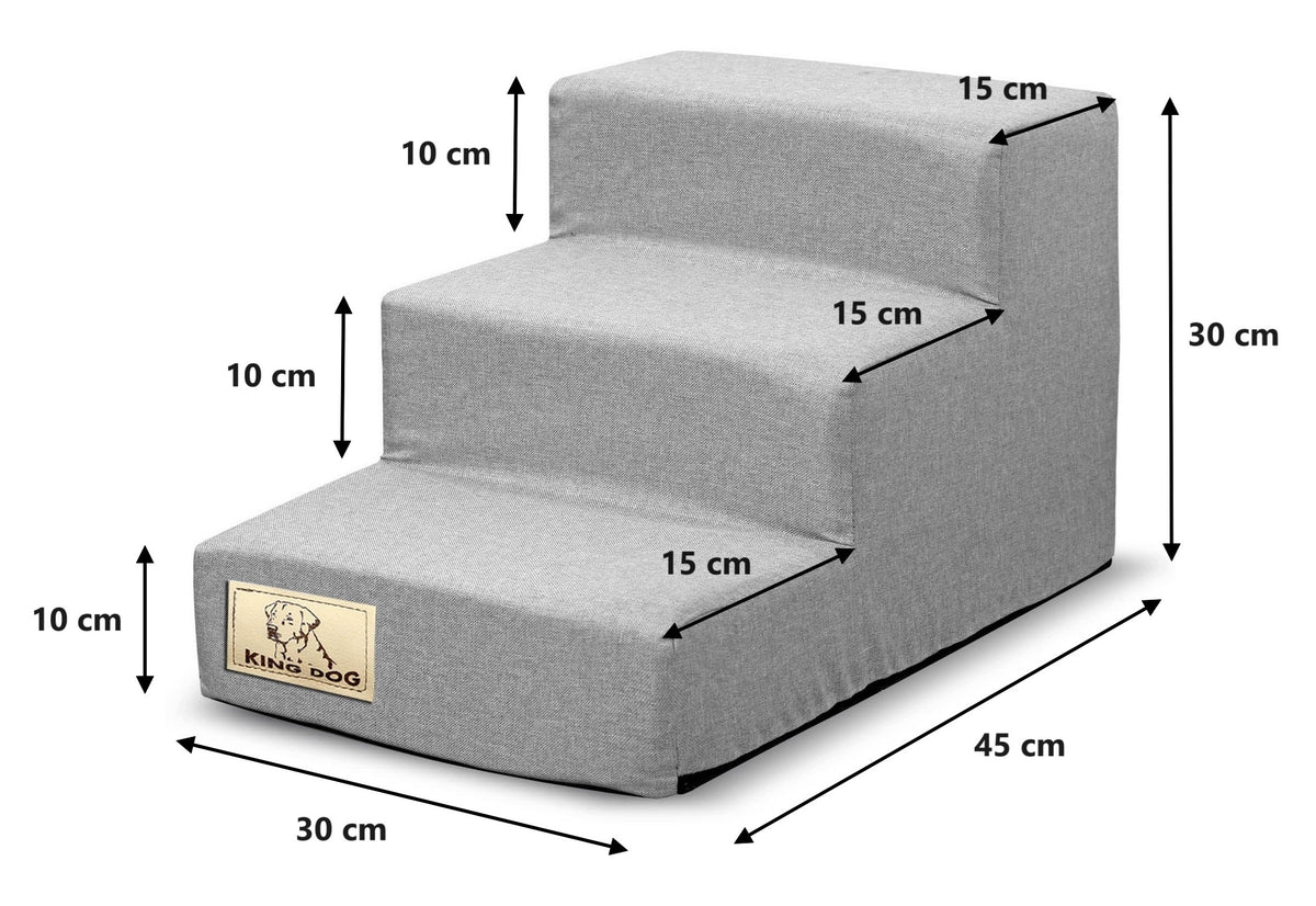 BuySpace Schody dla psa i kota 3 stopnie 45 x 30 x 30 cm, antypoślizgowe, pianka – szare