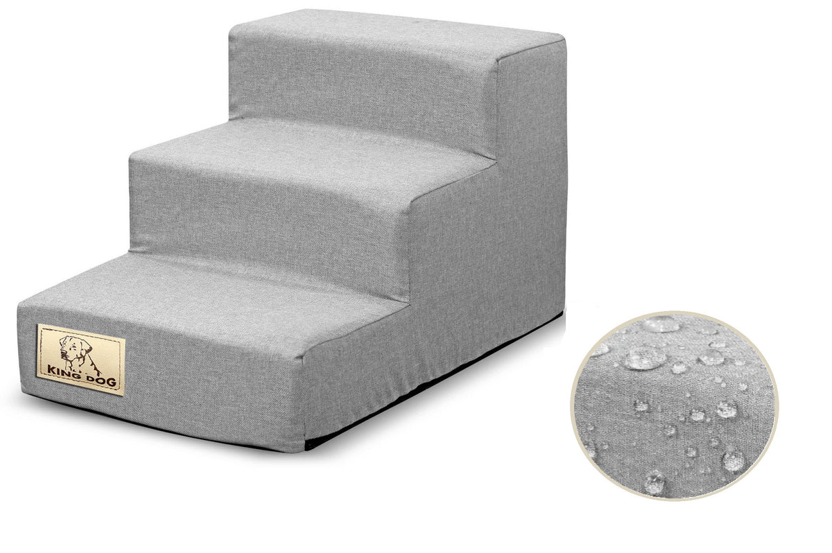 BuySpace Schody dla psa i kota 3 stopnie 45 x 30 x 30 cm, antypoślizgowe, pianka – szare