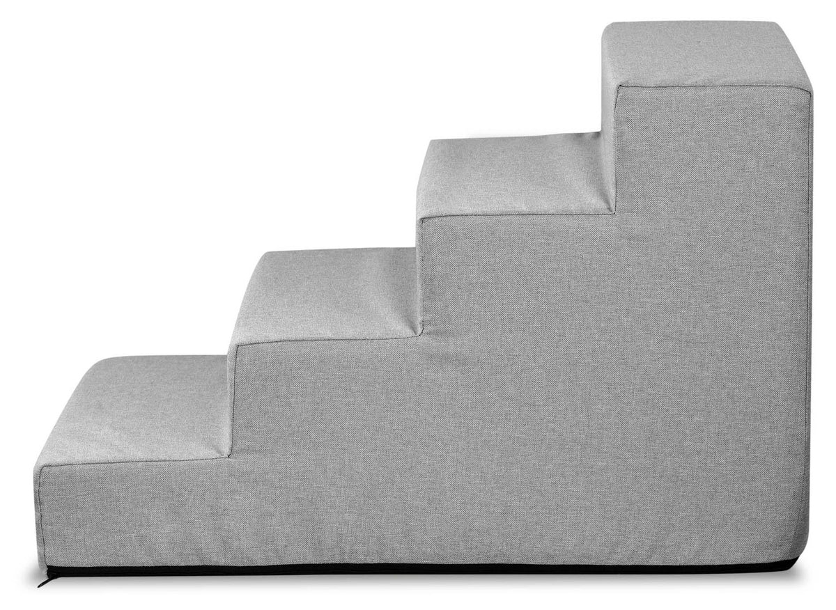Schody dla psa i kota 4-stopniowe 60 x 40 x 30 cm, wodoodporny pokrowiec – szare