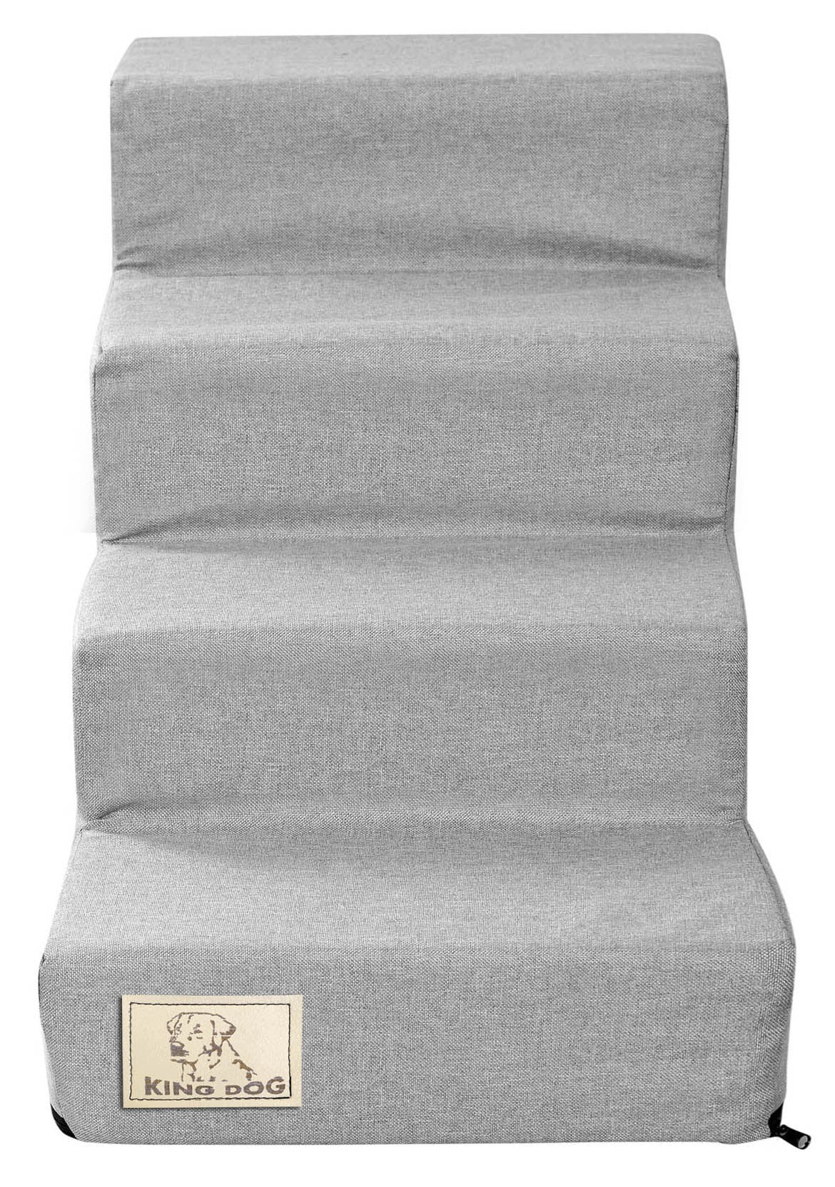 Schody dla psa i kota 4-stopniowe 60 x 40 x 30 cm, wodoodporny pokrowiec – szare