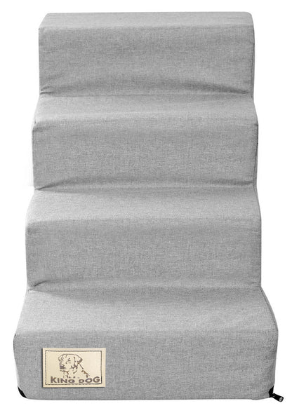 Schody dla psa i kota 4-stopniowe 60 x 40 x 30 cm, wodoodporny pokrowiec – szare