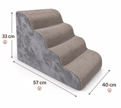 Schody dla psa piankowe 4 stopnie 57 x 40 x 33 cm ze zdejmowanym pokrowcem – beżowe