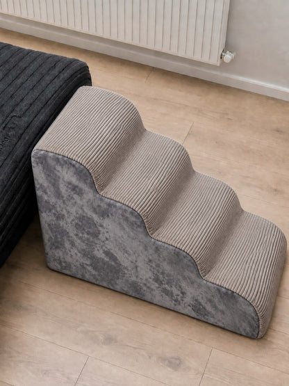 Schody dla psa piankowe 4 stopnie 57 x 40 x 33 cm ze zdejmowanym pokrowcem – beżowe