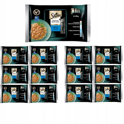 Sheba Selection mokra karma dla kota w sosie, smaki rybne 52 x 85 g – saszetki