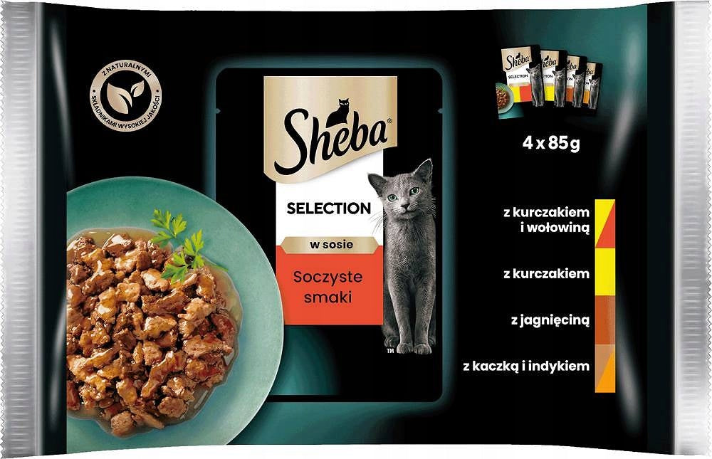 Sheba Selection mokra karma dla kota w sosie 32 x 85 g – mix smaków, saszetki
