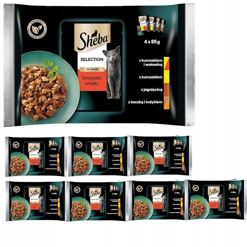 Sheba Selection mokra karma dla kota w sosie 32 x 85 g – mix smaków, saszetki