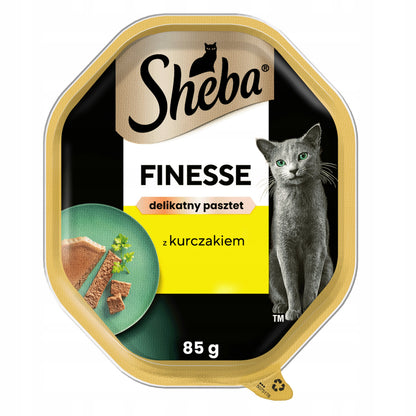 Sheba Finesse mokra karma dla kota z kurczakiem 22 x 85 g – pasztet w tacce, dla dorosłych