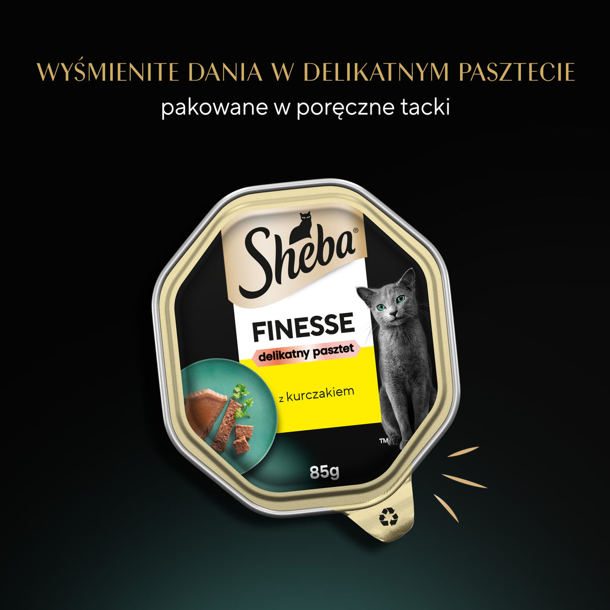Sheba Finesse mokra karma dla kota z kurczakiem 22 x 85 g – pasztet w tacce, dla dorosłych