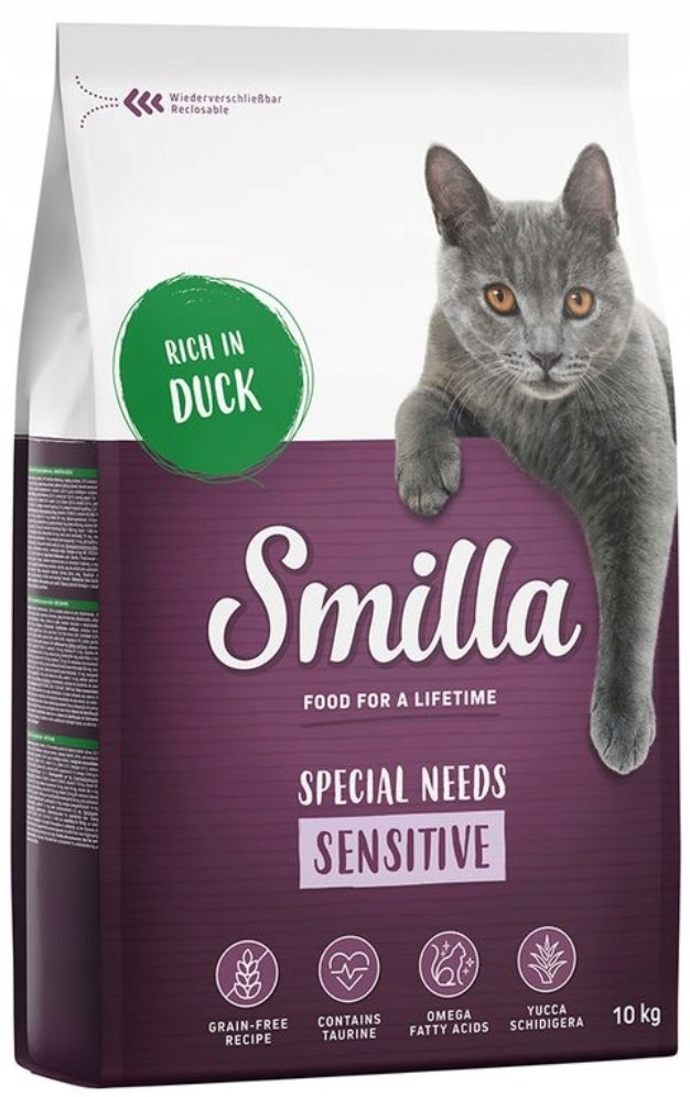 Smilla Adult Sensitive sucha karma dla kota bezzbożowa 10 kg – z kaczką, dla wrażliwych