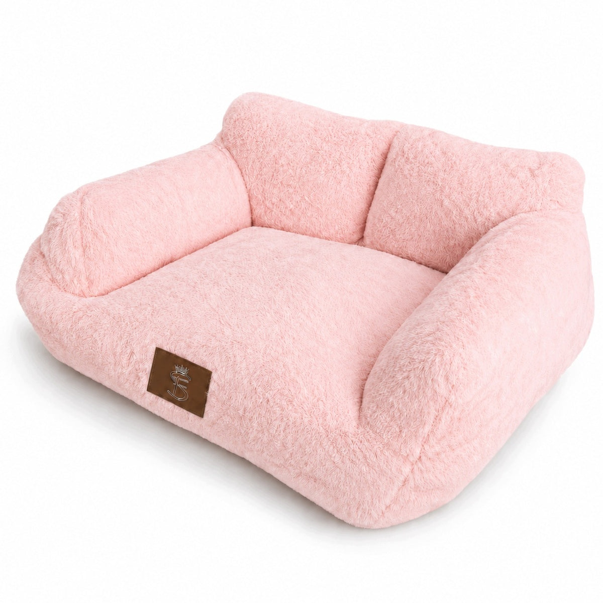 Legowisko sofa dla małego psa i kota 50 × 25 cm, plusz, zdejmowany pokrowiec – różowe
