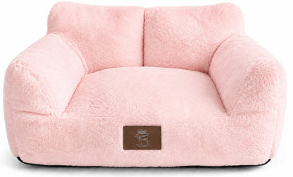 Legowisko sofa dla małego psa i kota 50 × 25 cm, plusz, zdejmowany pokrowiec – różowe