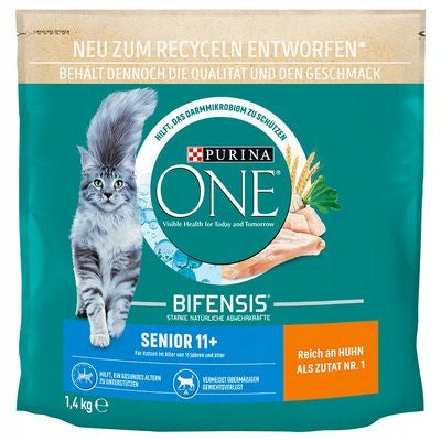 Purina ONE Senior 11+ sucha karma dla kota z kurczakiem 1,4 kg – dla starszych kotów
