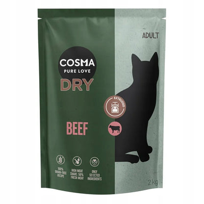 Cosma Extruded sucha karma dla kota 2 kg bezzbożowa, monobiałkowa – wołowina z ziemniakami