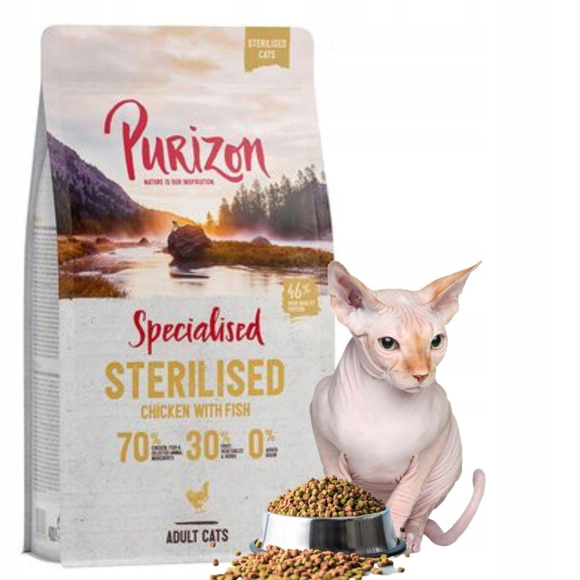Purizon Adult Sterilised sucha karma dla kota 6,5 kg – bezzbożowa, kurczak i ryba