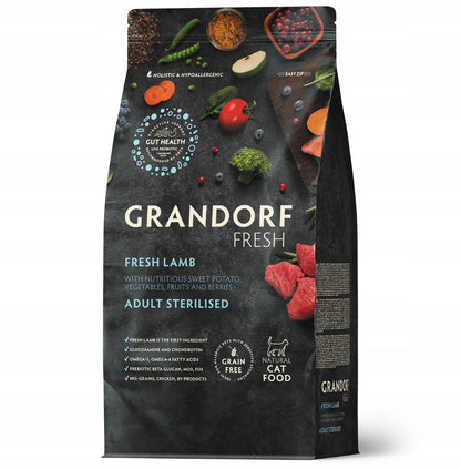 Grandorf Fresh Lamb sucha karma dla kota sterylizowanego 2 kg – bezzbożowa, jagnięcina