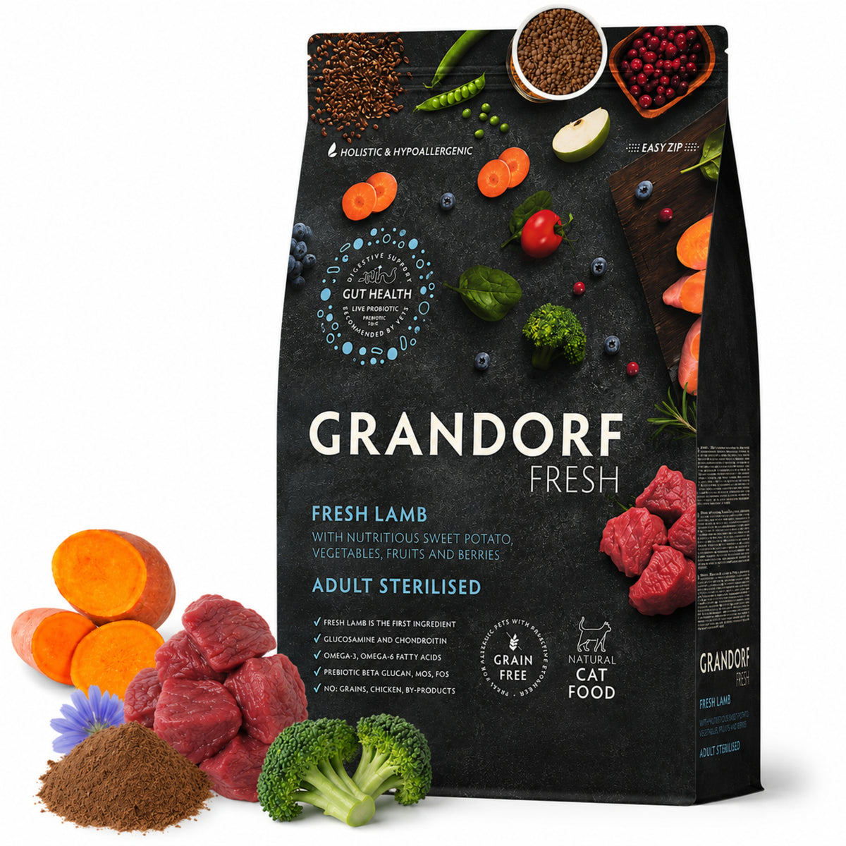 Grandorf Fresh Lamb sucha karma dla kota sterylizowanego 2 kg – bezzbożowa, jagnięcina