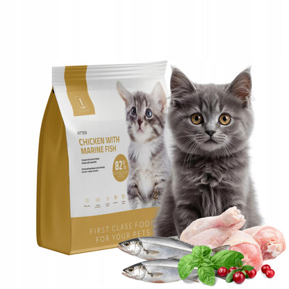 1CAT Sucha karma dla kociąt i kotek karmiących 2 kg – bezzbożowa, kurczak z rybami morskimi