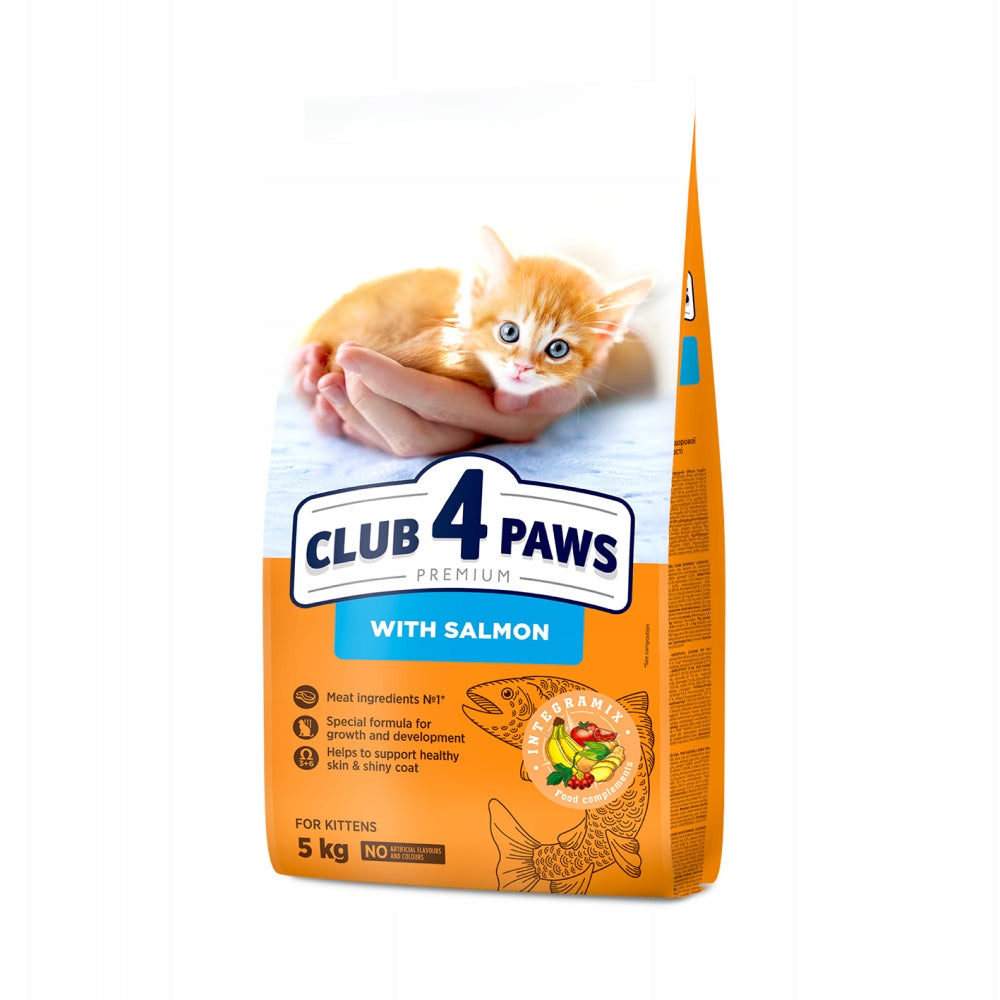 Club 4 Paws Premium sucha karma dla kociąt z łososiem 5 kg – wysokobiałkowa, Omega-3