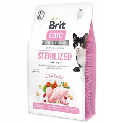 Brit Care Cat Sterilised Sensitive sucha karma dla kota 2 kg – bezzbożowa, królik