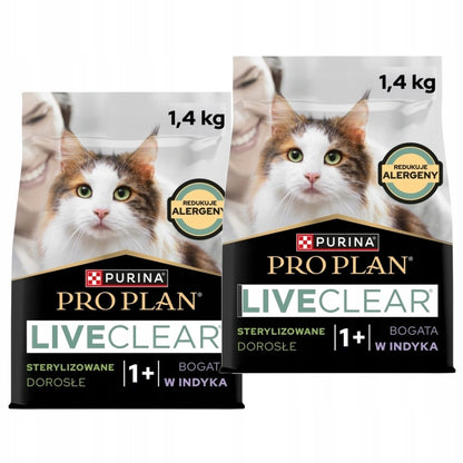 Purina Pro Plan LiveClear Sterilised sucha karma dla kota z indykiem – 2 x 1,4 kg