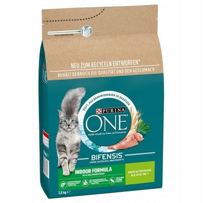 Purina ONE Indoor Formula sucha karma dla kota 2,8 kg – indyk, dla kotów domowych, 2 szt.